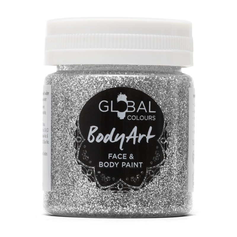 Silver Glitter Face & BodyArt Gel Paint Global Colours 45ml