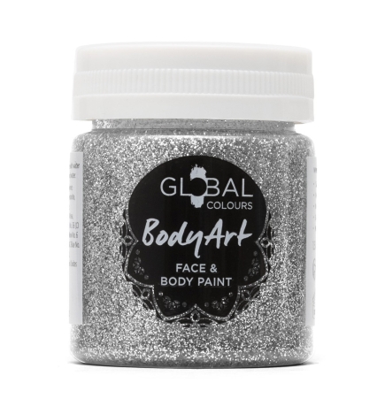 Silver Glitter Face & BodyArt Gel Paint Global Colours