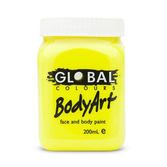 Neon Yellow UV Face & BodyArt Liquid Paint Global Colours 200ml