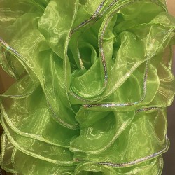 Mini Boa Lime Green Crystal Organza 180cm with Silver Sequin Trim
