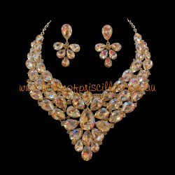 Gold Crystal Diamante Jewellery Set 1
