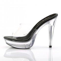 Cocktail 501 Slip on Sandal Clear Black Sole Fabulicious