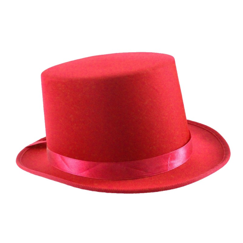 Red Satin Top Hat with Sash
