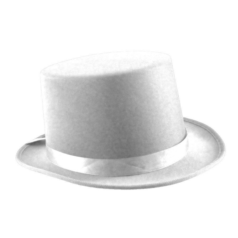 White Satin Top Hat with Sash