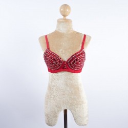 Red Beaded Bra with Red Stones