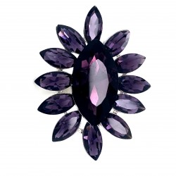 Purple Crystal Diamante Ring 6