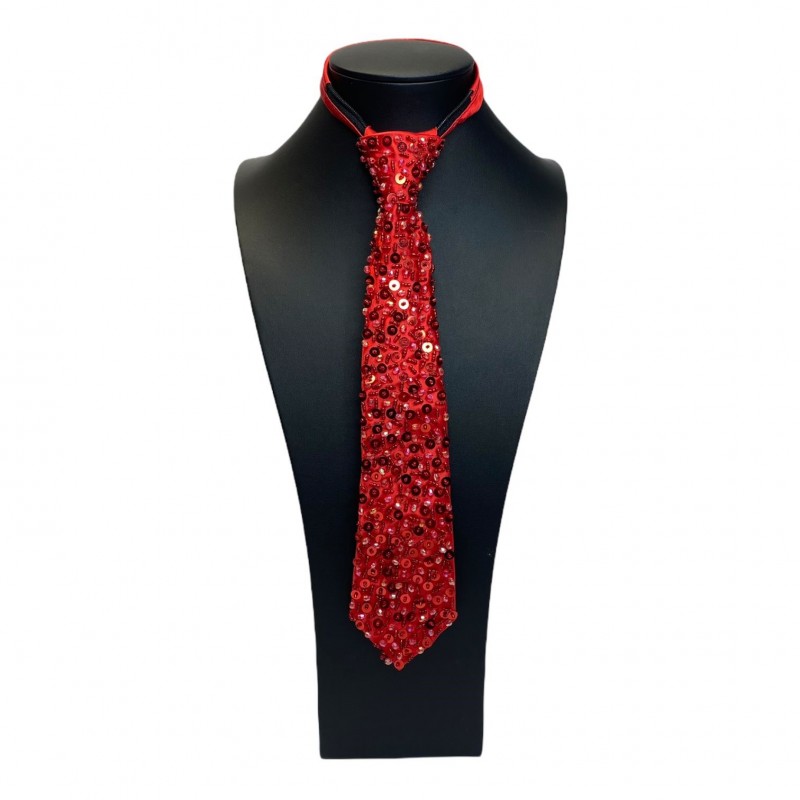 Sequin Tie Red