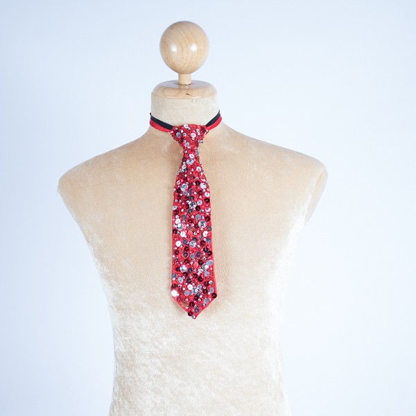 Sequin Tie Red & Silver