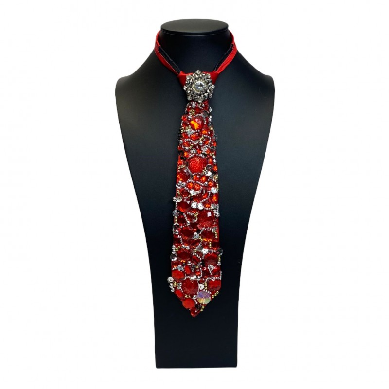 Jewelled Tie Red