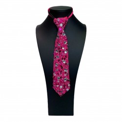 Sequin Tie Hot Pink & Silver