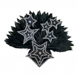 Black & Silver Star Mini Showgirl Feathered Headpiece