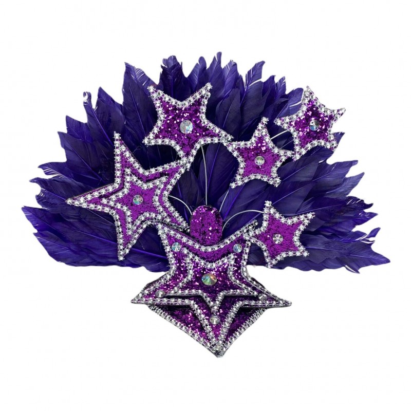 Dark Purple & Silver Star Mini Showgirl Feathered Headpiece
