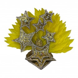 Gold-Yellow & Silver Star Mini Showgirl Feathered Headpiece