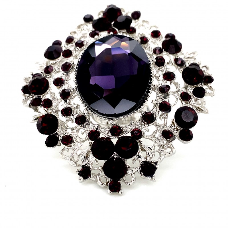 Purple Crystal Diamante Ring R12
