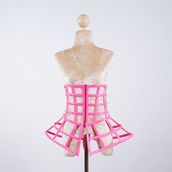 Ga Ga Under Bust PVC Cage Corset Candy Pink