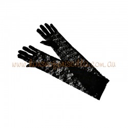 Black Elbow Length Lace Gloves