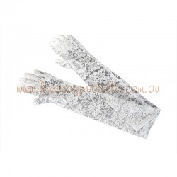 White Elbow Length Lace Glove
