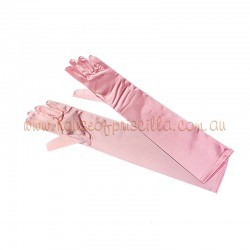 Light Pink Elbow Length Satin Gloves