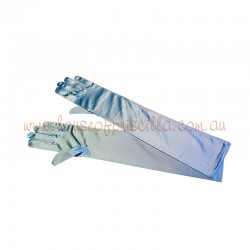 Light Blue Medium Length Satin Gloves