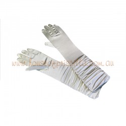 Cream Elbow Length Satin Glove