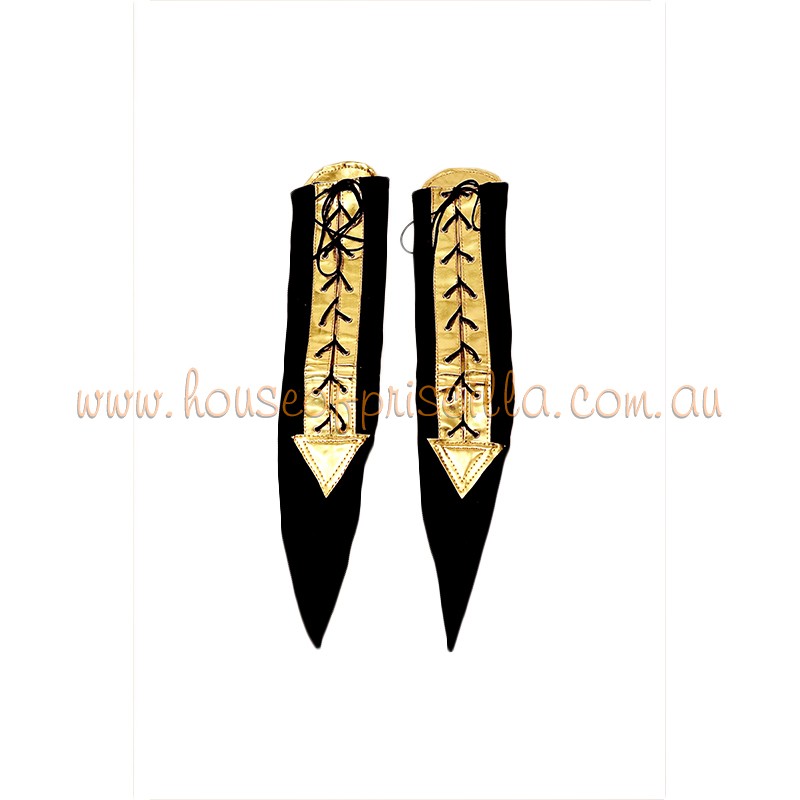 Medium Lace Up Sock Black and Gold