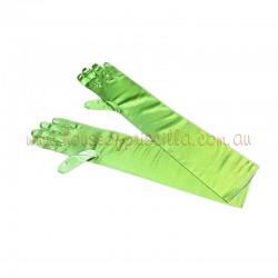Lime Green Elbow Length Satin Gloves