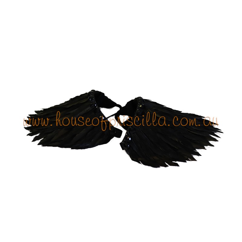 Black Spike Duck Feather Shoulder Piece