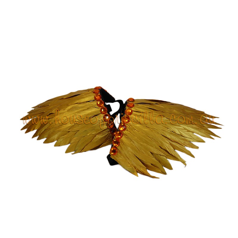 Metallic Gold Spike Duck Feather Shoulder Piece