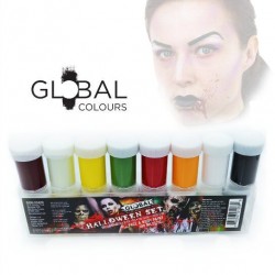 Global Colours Halloween 8 Colour Set Face & BodyArt Liquid Paint