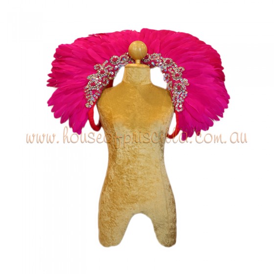 Hot Pink Duck Feather Collar with Sequin Motifs
