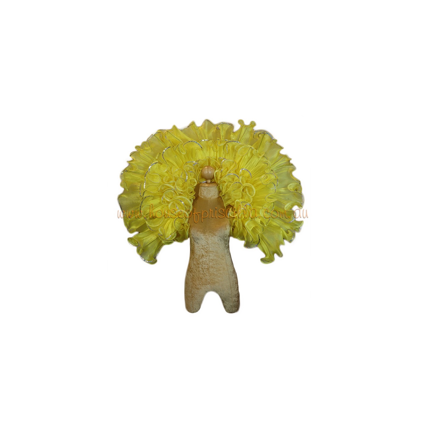 Yellow Crystal Organza Ruffle Collar with Silver Sequin Trim