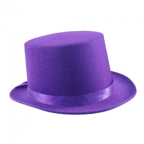 Purple Satin Top Hat with Sash