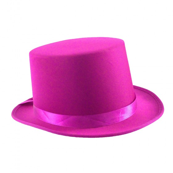Hot Pink Satin Top Hat with Sash