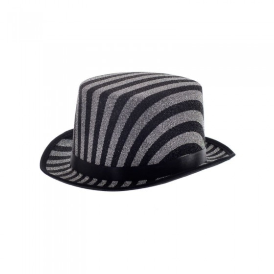 Black and Silver Swirl Top Hat