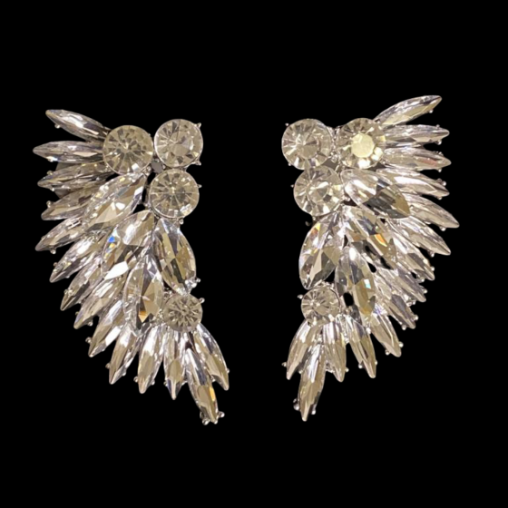 Crystal Diamante Leaf Clip-On Earrings