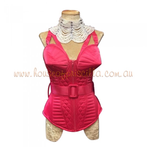Hot Pink Vogue Padded Corset with Cone Bra