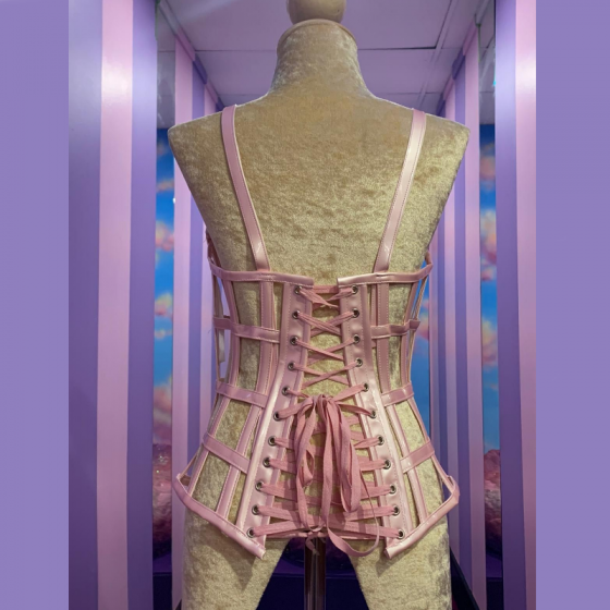 Light Pink Vogue PVC Caged Corset with Cone Bra