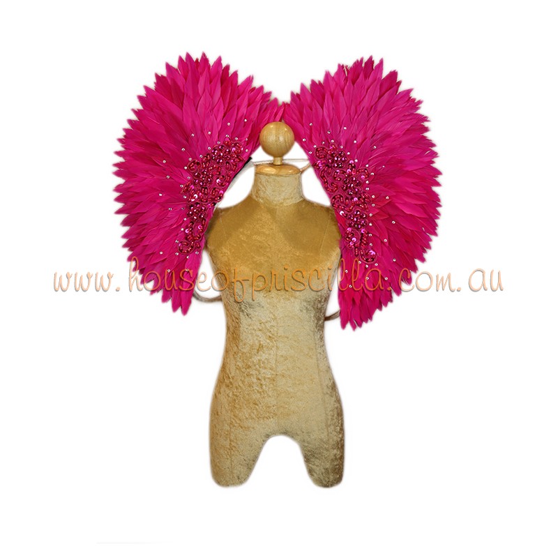 Hot Pink Spiked Duck Feather Collar with Sequin Motif
