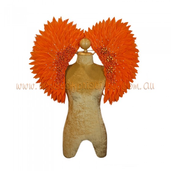 Orange Spiked Duck Feather Collar with Sequin Motif