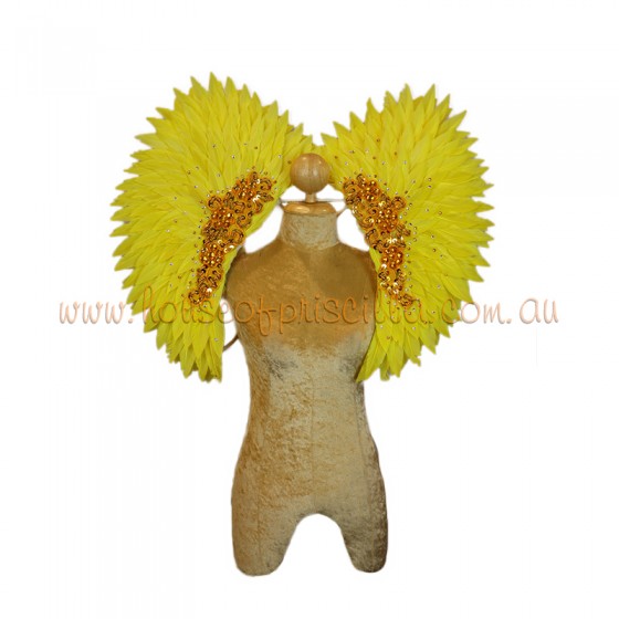 Yellow Spiked Duck Feather Collar with Sequin Motif