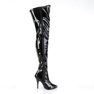 Seduce 3000 Thigh High Stretch Boot Black Patent Pleaser
