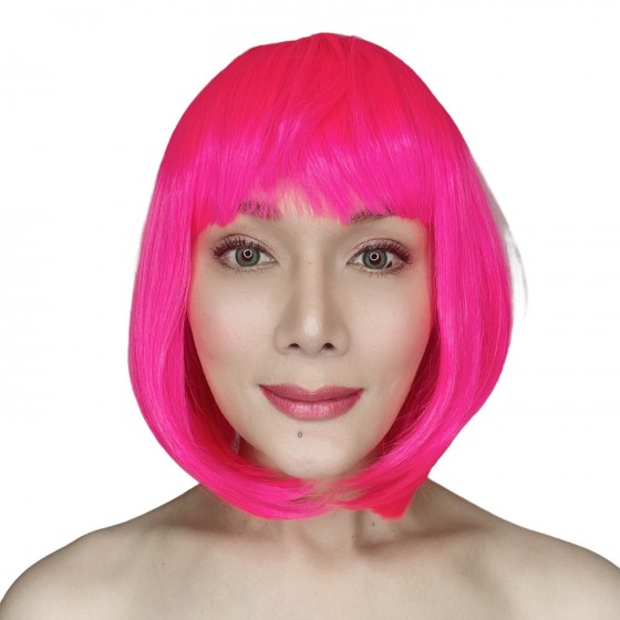 China Hot Pink Short Synthetic Wig