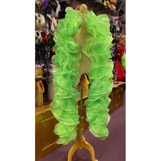 Lime Green Crystal Organza Boa 250cm with Silver Sequin Trim