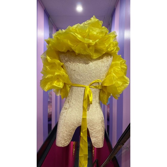 Yellow Fluffy Crystal Organza Boa Shoulder Wrap