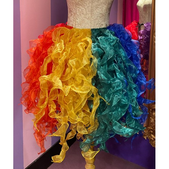 Rainbow Crystal Organza Bustle Seaweed Skirt