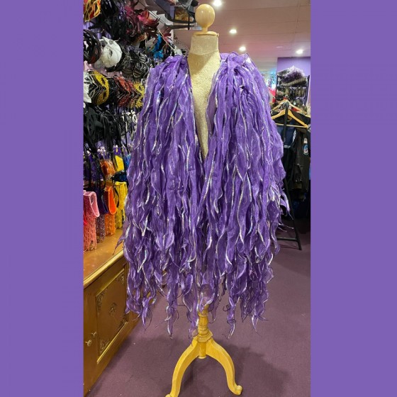 Dark Purple Seaweed Crystal Organza Jacket with Sequin Trim
