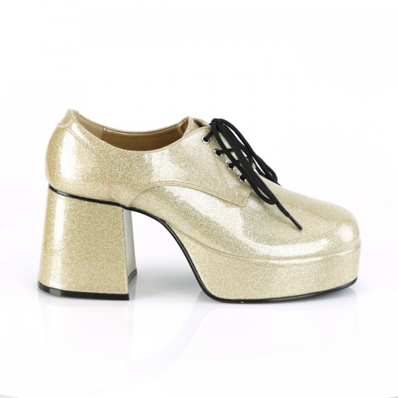Jazz 02 Mens Platform Disco Shoe Gold Glitter Funtasma