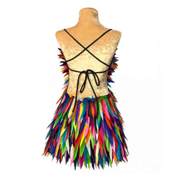 Mixed Colours Deluxe Diamanté Feather Dress