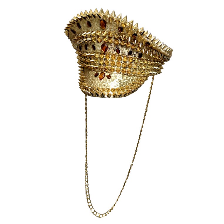 Gold Studded Jeweled Captain Hat