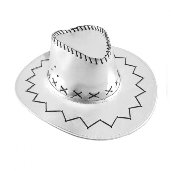 Silver Metallic Carnival Style Cowboy Hat